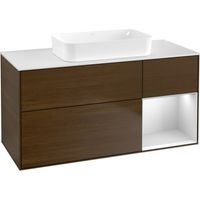 V&B Waschtischunterschrank Wandbeleuchtung Finion 120x60 cm, Reg re wh. m Lac, wal veneer