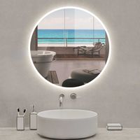 Acezanble Miroir de salle de bain rond 120x120cm LED tricolore anti-buée + mémoire + dimmable