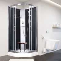 Vidalux Pure E Black 800 x 800 Electric Shower Cabin Triton Lux White 8.5KW
