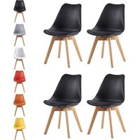 MCC Retro Esszimmerstühle EVA, gepolstert, Kunstleder, Design Stuhl, Küche, Lounge, 4er Set in Schwarz