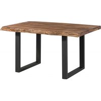 FREEFORM 5 tavolo da pranzo in legno di sheesham - verniciato grigio / gambe in ferro U antracite matt 160x90