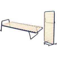 Lit vertical 80x190 – Cadre métal cintré – 20 lattes multiplis bois – Support à roulettes – Éco-conçu – Sedac