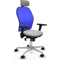 Jorquera sincro malla azul similpiel blanco brazos 3D base aluminio cabecero 2D ruedas 65mm nailon