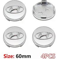Lot de 4 enjoliveurs (60 mm), en ABS, compatibles avec Hyundai Genesis N-LINE, i10, i20, i30, i40, ix20, ix35, Kona, couleur argent.
