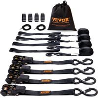 VEVOR 4 Piezas Correas de Trinquete con Ganchos en S Resistencia a la Rotura de 998 kg Incluye 4 Bridas de Trinquete 0,025 x 4,6 m con Asas Acolchadas para Motocicletas Portaequipajes Remolques