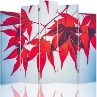 Paravent Design Feuilles d'Érable Rouges pour Intérieur - 180 x 180 cm - 2 faces R° V° + rotation 360°
