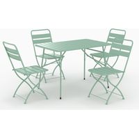 Table et chaises de jardin pliantes 4 personnes en métal vert - Yumi