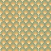 Retro Vinyl Wallpaper Green Orange Geometric Fan Pattern Mid Century Non Woven