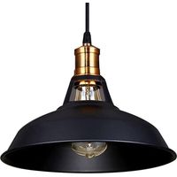 Stoex – Lustre suspension industrielle vintage E27 LED – Abat-jour noir ajustable – Pour cuisine, salle à manger, salon, restaurant