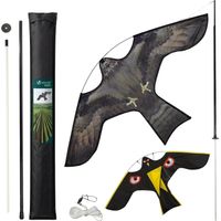 VOUNOT® Spaventapasseri Uccelli con Aquilone Falco Realistico con Asta Telescopica 4 m e 2 Aquiloni Intercambiabili, Modello F&G