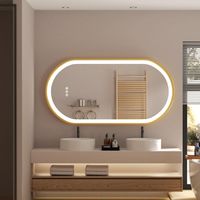 Miroir de salle de bain lumineux : Miroir de salle de bain ovale à LED intelligente