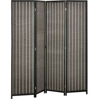 Paravento 4 pannelli divisorio ambiente legno bambù 180x180x1.9cm Nero Marrone
