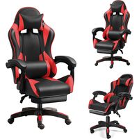 Sedia da gaming - Sedia da ufficio ergonomica - Altezza regolabile - Supporto lombare e poggiapiedi - Capacità di carico 120 kg - Nero e rosso