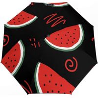 Parapluie pliant compact coupe-vent, parapluie de voyage à ouverture et fermeture automatiques avec motif pastèque pour adultes