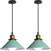2PCS-Retro Pendant Light Green Vintage Ceiling Light Ø22CM Industrial Ceiling Light Modern Pendant Lights For Restaurant Kitchen Cafe E27