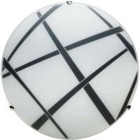 Plafoniera 1xE27 Ganci Cromo Vetro Lastra Bianco-Nero E-Energy Dario