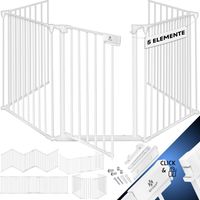 KESSER® Kaminschutzgitter mit Tür Metall Ofenschutzgitter Laufgitter Laufstall Absperrgitter Tierschutzgitter Türschutzgitter für Kinder-Sicherung Weiß - 420 cm Länge
