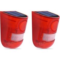 MINKUROW Solarleuchte für den Außenbereich, Bewegungsmelder, Notbeleuchtung, Sicherheitsalarm, LED-Stroboskop, kabellose Gartenlampe (2 Stück)
