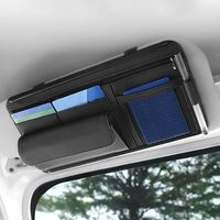 Car glasses holder, sun visor organizer, glasses case, leather car storage bag (black)