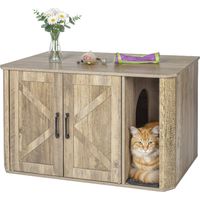 Armoire Relaxdays pour litière, avec entrée et tapis ramasse-litière, H x L x P : 50 x 85 x 49 cm, marron