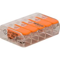 Wago – Connecteur rapide compact 5 connexions – Transparent et orange – 32A 450V – Pour câbles cuivre rigides et flexibles