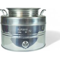 contenitore acciaio inox per olio con tappo a vite e attacco rubinetto - 15 lt