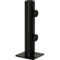 Base per ombrellone da pavimento in cemento con 2 pulsanti di bloccaggio e 4 viti di espansione, adatta per pali da 34/38/48 mm, 12x12x30 cm, nera.