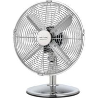 Cecotec Ventilateur de bureau EnergySilence 620 RetroDesk. 40 W, finition chromée, 12" de diamètre avec 4 pales, 3 vitesses, oscillation, hauteur réglable, sécurité maximale