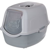 Arenero grande cerrado para gatos, compatible con arena XL y con filtro, color gris, marca DIAMENTIQ.