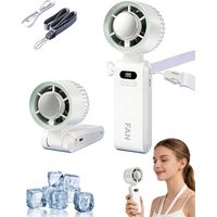 Portable Turbo Cooling Fan, 199-Speed Handheld Fan, 3-in-1 Neck Fan & Desk Fan, USB Rechargeable for Travel & Summer(White)