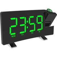 Reloj de alarma con proyección, Reloj de alarma digital con proyección, Radio reloj de alarma con puerto USB, Doble alarma, 5 tonos de alarma con 3 niveles de volumen, Regulador de brillo 0-100%, 4 ni