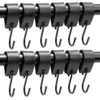 S-Haken, 10er-Set S-Haken mit Lederschlaufe, Kleiderstangenhaken, Fensterhaken zum Aufhängen von Kleidung, Mantelhaken
