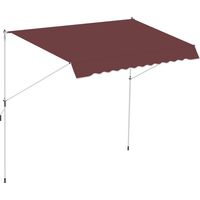 Outsunny – Store banne manuel rétractable télescopique 3x1,5m – Cadre aluminium – Toile anti-UV bordeaux – Angle réglable 0-90°