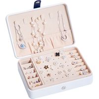 Coffret à bijoux, coffret à bijoux pour femme, cadeau d'anniversaire, grand coffret à bijoux en cuir, rangement pour boucles d'oreilles, boîte à colliers, cadeaux pour femme