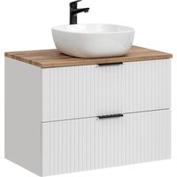 Waschtisch 80.6cm Adriel mit 2 Schubladen, Weiß