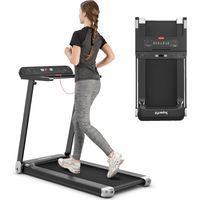 Klappbares Laufband App-kontrolliert Bluetooth3 Modi 12 voreingestellte Programme LED Display 0-12km/h bis 90kg belastbar inkl. Sicherheitsschlüssel COSTWAY Elektrisches Laufband Silber