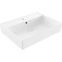 Rechteck-Waschbecken 60,5 x 46,5 cm – Wand- oder Aufsatzmontage – Weiß glänzend – mit Überlauf – SAT Infinitio