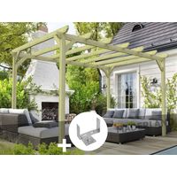 Pergola massive en bois Paris 300 x 300 cm + 4 supports surélevés - Maderland