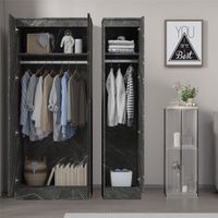 ZITA Grey Marble Effect 2 Piece Wardrobe Set - 2 Door and 1 Door, Spacious Bedroom Storage Solutions