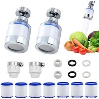 2 Pièces Filtre Robinet Anti Calcaire, Filtre Anti Calcaire Robinet, Filtre Eau Robinet Avec 7 éléments Filtrants en Coton PP, Filtre Calcaire Robinet Rotatif à 360°, Filtre à Eau Robinet