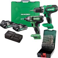 HiKOKI Combi Drill Impact Driver 18v 2AH Twin Pack + HSS Dril Bits KC18DFXJAZ