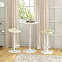 Mesa alta redonda de acero blanca Ø60x102 cm, con tablero MDF lacado, para 2 personas