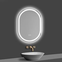 AICA Espejo ovalado de baño LED,50x70cm,con tres colores, función antinieble, bluetooth, horizontal/vertical