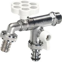Rubinetto a Sfera Doppio per Fontana da Giardino con Fiore e Leva Colorate Belfer RUB/030 Bianco