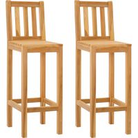vidaXL Bar Stool 2 pcs Natural Solid Teak Wood