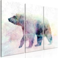 Cuadro decorativo en lienzo con impresión premium en 3 partes sobre marco de madera Motivo del oso solitario 120x80 cm 110014758