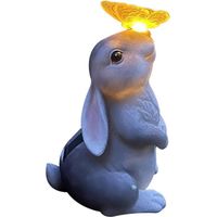 Rabbit Statue Solar Garden Ornaments Outdoor Garden Ornament with Light Solar Butterfly Home Decor Animal Figurine Gift for Lawn