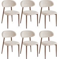 Wokaka Lot de 6 chaises - Chaise en Lin et salle à manger - style scandinave minimaliste - pour le salon et la cuisine - Marron