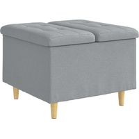 vidaXL Pouf de rangement avec coussin Gris clair 60 x 60 x 45 cm tissu