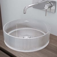 doporro lavabo sobre encimera lavabo de cristal 40x40x12cm en vidrio transparente lavabo Minerva01